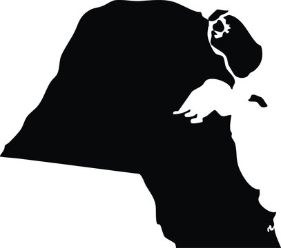 Kuwait Map Icon &ndash; Simple Black Silhouette of Country Shape