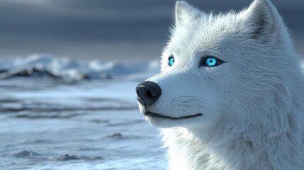 Obraz premium Arctic Wolf: Winter's Majesty