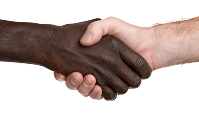 Diverse hands clasped in agreement, symbolizing unity and partnership
