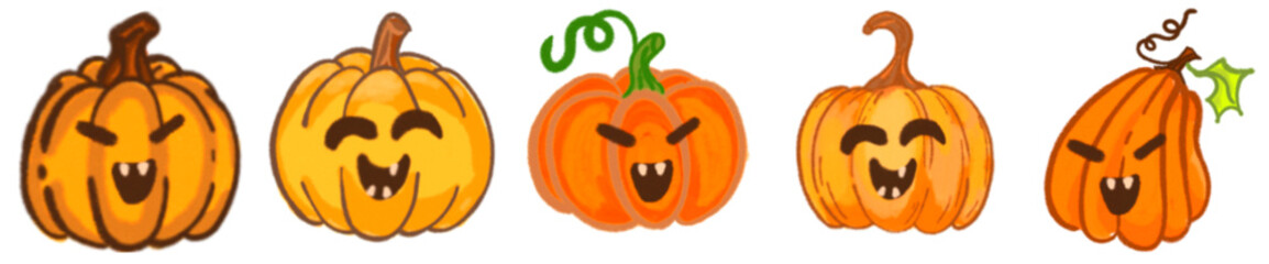Cute Halloween Pumpkin Face PNG Clipart for Holiday Design