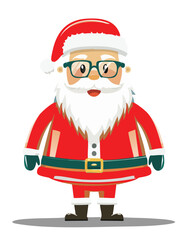 Cute cartoon Santa Claus in red suit and hat, smiling and festive, perfect for Christmas and holiday designs.