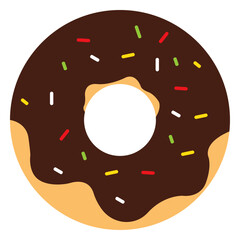 Brown Donut with Abstract Colorful Sprinkles Topping Ready to Eat