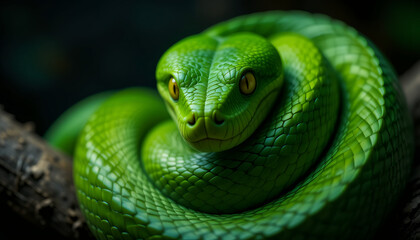 Fototapeta premium close up of a green snake