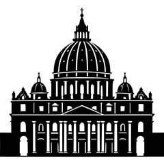St. Peter's Basilica silhouette in Vatican City with a clear background