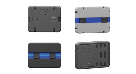 Fototapeta premium Four square gray and blue components