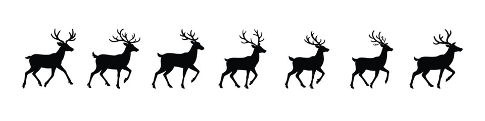 Reindeer Walking Silhouette Wild Animal Vector Illustration for Wildlife Nature and Outdoor Adventure Design