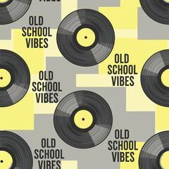 Obraz premium Seamless Pattern, Retro vinyl records and old school vibes pattern for music lovers aesthetic design Stock royalty free image.