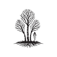 Obraz premium Minimalist Birch Tree Vector Silhouette Isolated on White.
