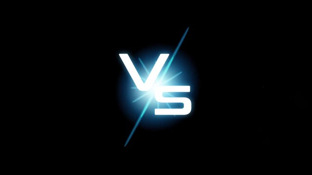 Animation text VS HUD on black background.