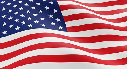 Fototapeta premium Closeup of the american flag waving, symbolizing freedom, patriotism, and national pride, with its iconic stars and stripes in vibrant red, white, and blue