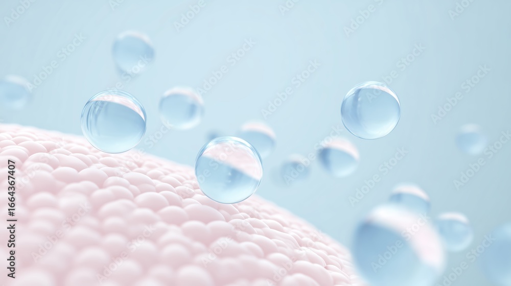 Aufkleber close-up view of translucent water droplets resting on a textured surface, creating a visually appea