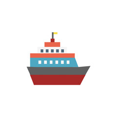 Obraz premium Ship Flat Vector Illustration, Marine Transport Vessel Minimal Icon Clipart
