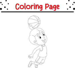 Boy Playing Basketball coloring page for children