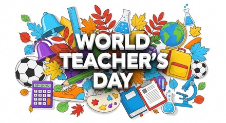 Obraz premium World Teachers Day Colorful Celebration Graphics for Educators