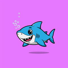 Cute Happy Shark Vector Character Smiling Great White Shark Mascot Illustration