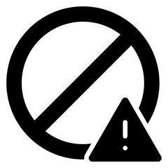 Prohibited Alert Glyph Black Silhouette Icon Design Vector - Prohibited sign with warning triangle, representing restriction, ban, or hazard alert