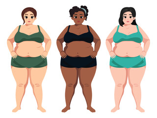 Diverse Plus Size Women in Lingerie Posing Confidently