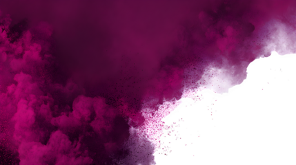 Vibrant magenta powder explodes across a clean white background, creating an energetic and celebratory burst of color.