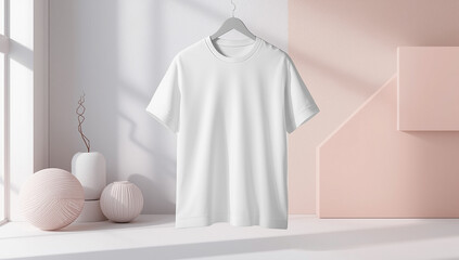 Blank White Tee Hanging Display for Design Showcase