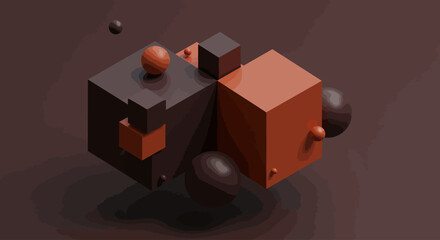 Obraz premium Abstract digital construction of futuristic isometric shapes