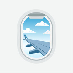 Obraz premium Airplane Window View Of Blue Sky With Clouds