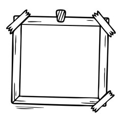 Wooden frame with tape and pin for photos and artwork display and memo board for office and home decor use