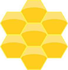 Honeycomb pattern featuring hexagonal cells. Golden hues create a sweet, natural illustration.