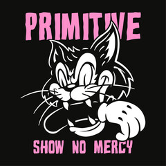 cat bite hand cartoon illustration suitable for graphic tshirt, badge, design element, or any other purpose.