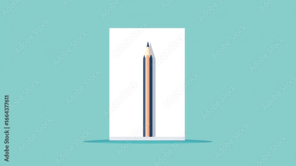 Poster pencil with paper icon a pencil resting on a sheet of paper, symbolizing the start of a new idea or 