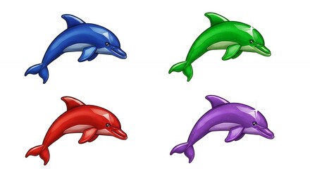 Naklejka premium Colorful jumping dolphins illustration