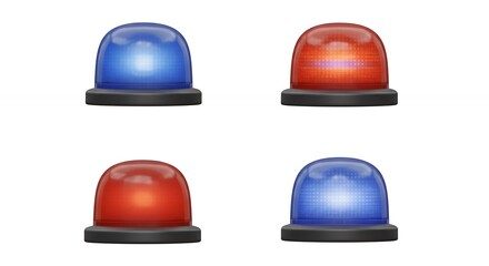 Fototapeta premium Four red and blue emergency lights
