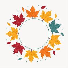 Fototapeta premium Colorful Autumn Maple Leaves Circle Frame