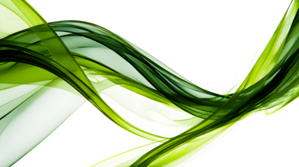 Graceful flowing green abstract waves on a clean white background, evoking nature and technology.
