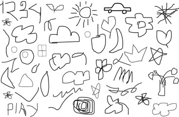 kids hand drawn doodle set vector