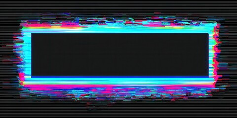 Obraz premium Abstract digital glitch effect rectangle frame in cyber style