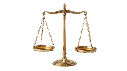Elegant gold justice scales symbolize balance and fairness in law