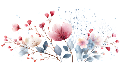 Delicate watercolor blossoms create a soft, enchanting floral arrangement with gentle pastel hues.