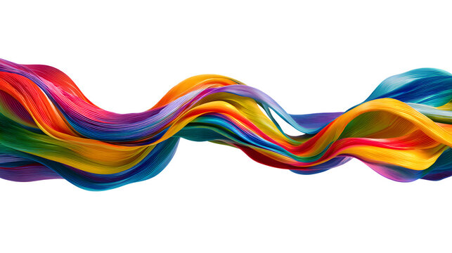 Vibrant, flowing waves of rainbow colors create a dynamic and joyful abstract design.