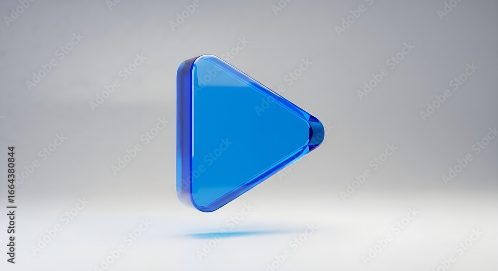 Poster a blue play button icon with rounded edges isolated on a white background in a studio setting