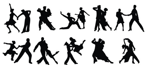 set of illustration silhouette salsa dancer silhouettes 