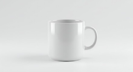 Blank white ceramic coffee mug ready for custom design or branding against a clean, isolated background, perfect for product mockups and advertising