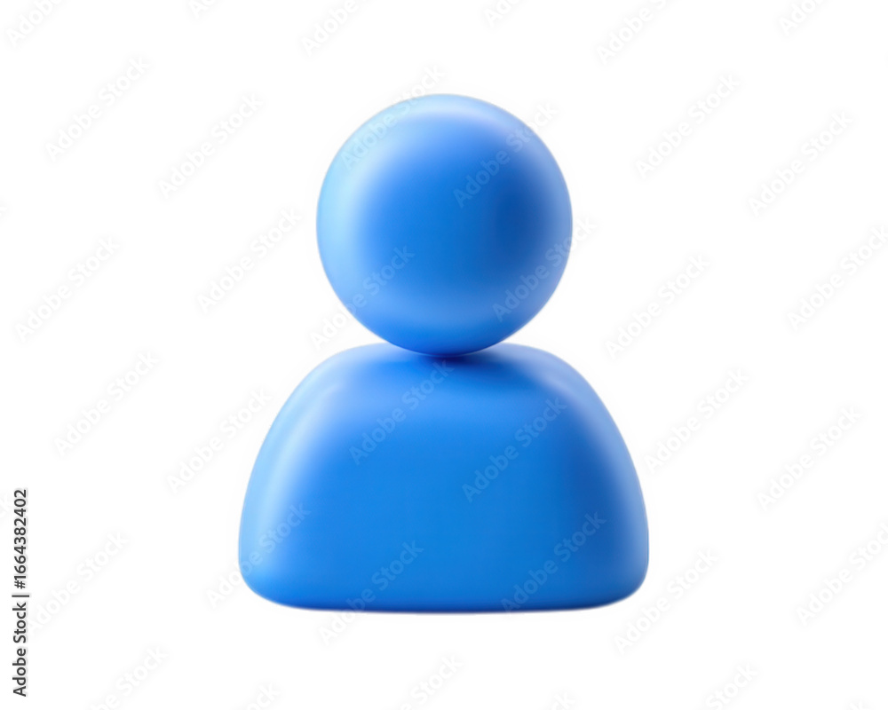 Aufkleber blue person icon 3d avatar isolated on transparency background simple design digital object minimal 