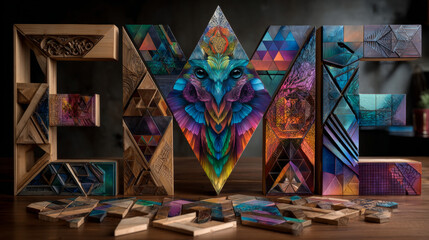 Fototapeta premium Tangram puzzle game. Set with english alphabet.
