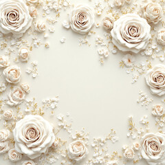 Elegant floral arrangement of white roses and delicate blossoms on a soft background