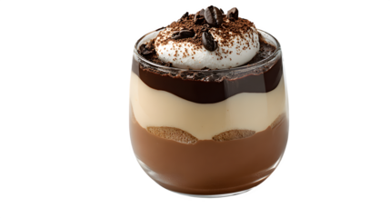Chocolate Coffee Tiramisu Dessert, isolated on transparent background