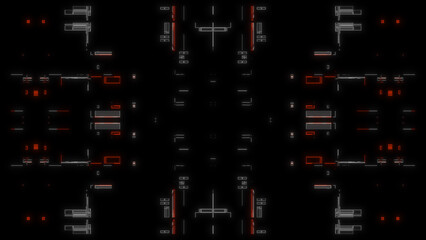 Futuristic cyberpunk HUD interface background with glowing red and white neon lines on black. Perfect for sci-fi projects, gaming UI, fintech graphics, and modern tech presentations.