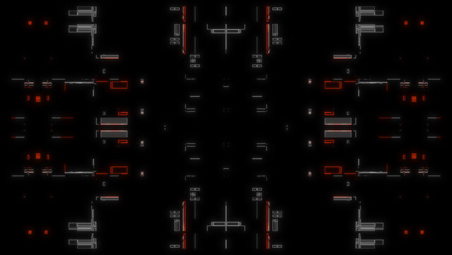 Futuristic cyberpunk HUD interface background with glowing red and white neon lines on black. Perfect for sci-fi projects, gaming UI, fintech graphics, and modern tech presentations.