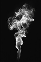 Abstract plume of white smoke against black background