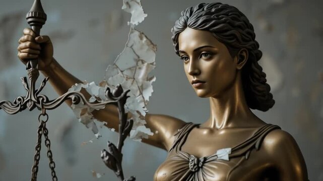 Justice in Bronze: A Serene Portrayal of Themis with Scales of Law and Ancient Greek Style