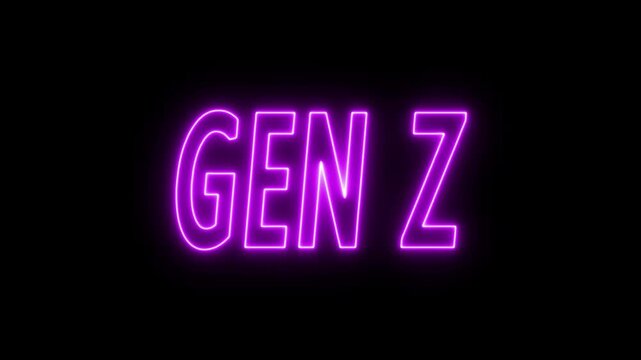 Animated glowing flickering neon inscription gen z. neon gen z text animation
